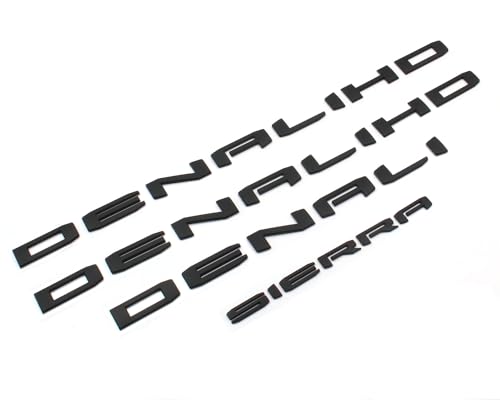 Image of 4PCS Matte Black Door Denali HD Rear Denali Sierra Emblems Letters Compatible with 2019-2024 Sierra 1500 2500hd 3500hd (Denali HD Matte Black), TL-009