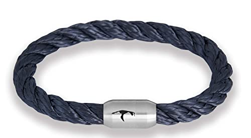 Das Original Sylt Segeltau Armband The Legend Stabil Gedreht Mit Gravur Handmade Hochwertiger Magnetverschluss 8mm Durchmesser (Marine-Blau, 19.00)