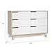 Babyletto Hudson 6-Drawer Assembled Double Dresser in Washed Natural and White, Greenguard Gold Certified