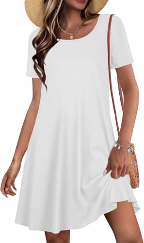 JOLIGAL Summer Dresses for Women Casual Short Sleeve Sundress Scoop Neck Beach T Shirt Dress with...
