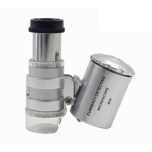 Microscope Portable 60x Pocket Mini Microscope Magnifier Jeweler Loupes Glass Lens LED Light