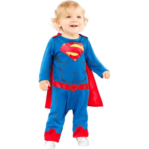 Amscan - Baby-Kostüm Superman, Strampelanzug, Umhang, Super Heroes, Comic, Motto-Party, Karneval