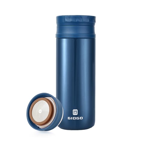 Thermo Water Bottle Stainless Steel 450ml/15.2oz Insulated Vacuum Thermal Water Bottle with Filter Hot Water Thermo for Hot Cold Drinks Coffee Tea Flask (Blue)