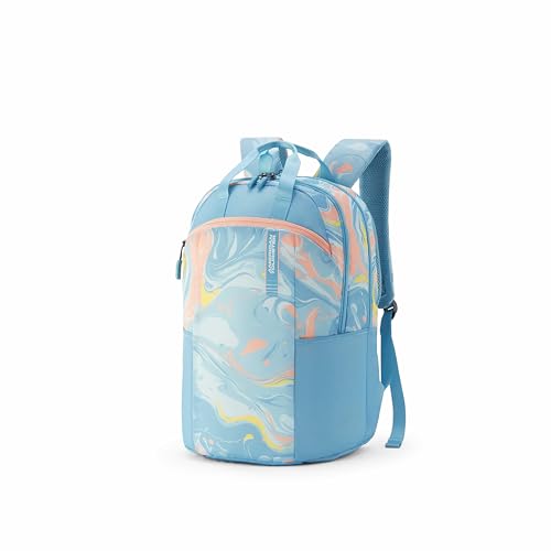 Image of American Tourister Fleek | 32 Ltrs | 2 Compartments | Bottle Pocket | Ergonomic Padded Back Panel & Shoulder Straps | High School Backpack | 1 Year International Warranty | Greyish Blue