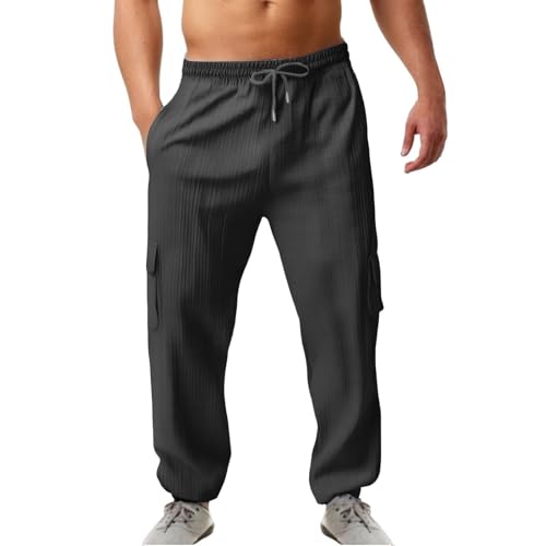 Pantalon cargo pour homme en coton léger et stretch coupe ample