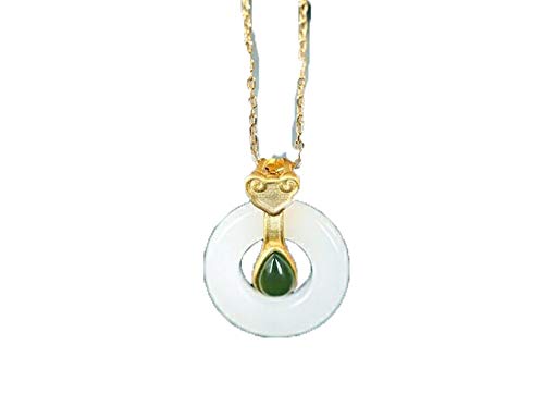 Collier en Argent 925 Hetian Jade Blanc et Or, l'excellence du style Ruyi