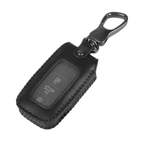 zipelo Car Key Fob Case, Leather Vehicle Remote Keyfob Protection Cover with Metal Hook, Automotive Smart Keychain Pouch Bag Holder Accessories, Universal for SUV, Sedan, Truck