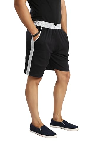 Image of Particle Men's Plus Size Big Size Bermuda Shorts | 230 GSM Ribbed Cotton Half Pant for Men with Deep Side Pockets | Sizes XL-5XL (34-52 Inch Waist)