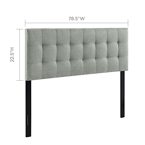 Image of Modway Lily Tufted Linen Fabric Upholstered King Headboard in Gray