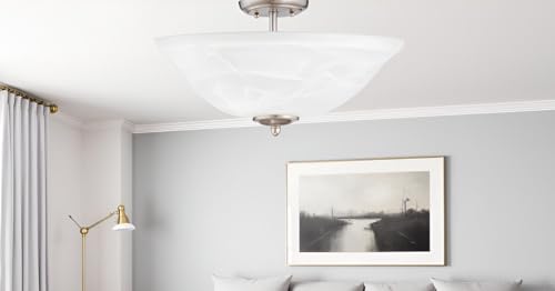 Image of Aspen Creative 25002-65-1 Replacement Alabaster Glass shade for Flush Mount or Semi-Flush Mount, 1 /2 inch Center Hole, 11-1 /2 inch Diameter x 4 inch Height