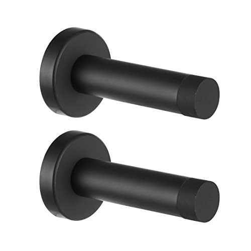 Jqk Self Adhesive Door Stopper Black, 304 Stainless Steel Sound Dampening Door Stop Bumper Wall Protetor 2 Pack, Matte Black, Dsb5A-Pb-P2 #TOP5