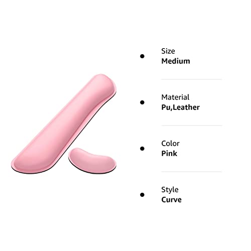 Dapesuom Keyboard Wrist Rest Pad, Mouse Wrist Rest Support, Ergonomic Mouse Pad, Upgrade Cleanable Pu Leather Keyboard Wrist Pillow Rest Pad, Widened Memory Foam Set, Easy Typing, Pain Relief, Pink #TOP7
