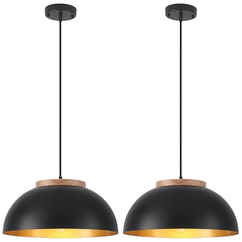 PINDODO Large Pendant Lights, 16" Black Pendant Light for Kitchen