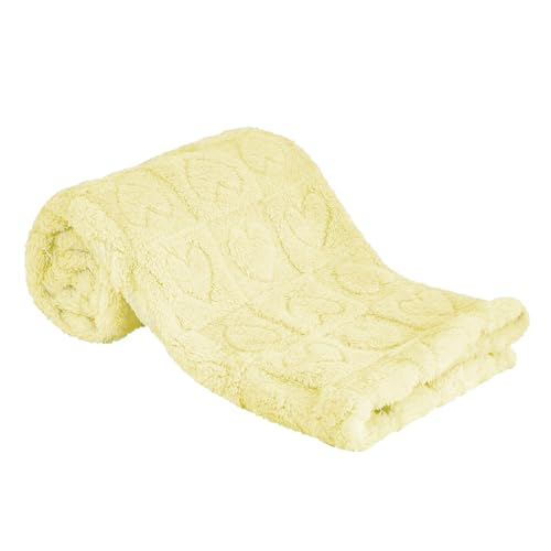 Image of Yurhap Fleece Baby Blanket Heart Checkered Blanket, Ultra Soft Cozy Baby Blankets for Girls Boys, Fluffy Infant Toddler Newborn Receiving Blankets for Crib Stroller 30”×40” (Yellow)