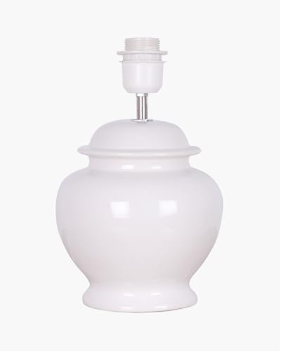 Image of Homesake Ceramic Pot Shaped Base White Table Lamp with Shade, Home Decor Items - Green