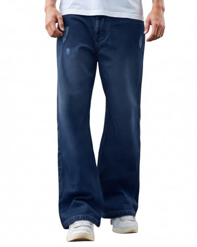 Image of Bewakoof Men's Solid Super Baggy Fit Cotton Jeans