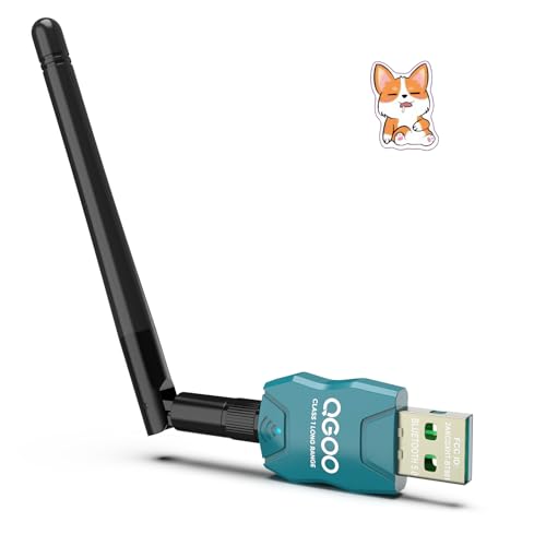 Class 1 Long Range Bluetooth Adapter for PC, QGOO USB Bluetooth Adapter for PC 5.3+EDR, Bluetooth Dongle Bluetooth Receiver Support Windows10/8.1/8/7?green-004?