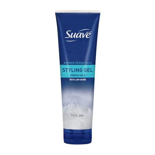Suave Barber Essentials Styling Gel for Men, Strong Hold and Low Shine, No Flakes, Barber-Quality...