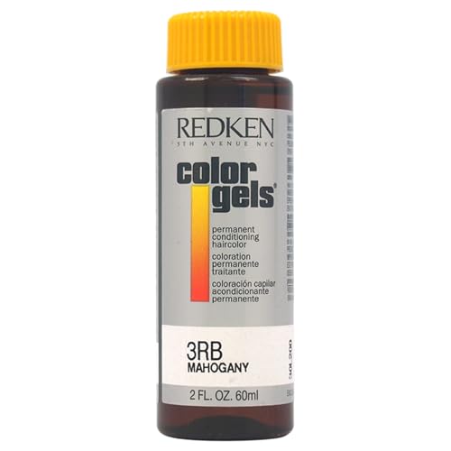 Redken Color Gels Permanent Conditioning 3RB Mahogany Hair Color for Unisex, 2 Fl Oz