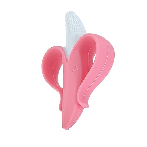 Image of Nuby NanaNubs Banana Massaging Toothbrush - Baby Teething Toy - 3+ Months - Pink,(Pack of 12)