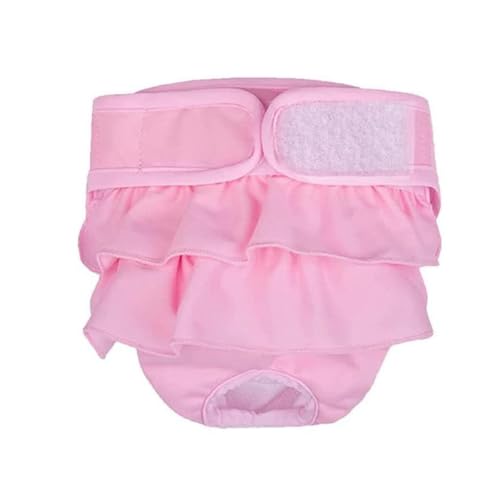Nikkashop マナーパンツ 犬 メス 大型犬 マナーパンツカバー 女の子 サニタリー パンツ 生理パンツ マナーウェア 吸水パッド フリル ずれない サイズ調整可能 撥水 (ピンク, S, 1, 枚)