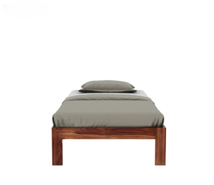 Image of SUNCOM Solid Sheesham Wood Single Bed Without Storage - Single Cot Wooden Palang - Space Saving Single Size Bed for Bedroom (Natural Finish) Mattress Size: 78x36 Inch
