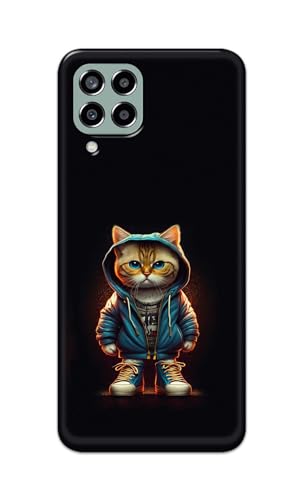 Image of PRINTFIDAA Printed Hard Back Cover Case for Samsung Galaxy M33 5G Back Cover (Hipster Cat) -112