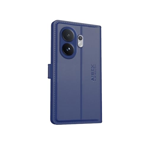 Image of AIBEX Compatible for Vivo V60E 5G / Vivo T4 Pro 5G / Vivo V60 5G Flip Cover Leather Finish with Magnatic Closure | Inside TPU with Card Pockets | Wallet Stand | Complete Protection Flip Case -Blue