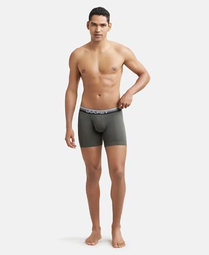 Image of Jockey ZN03 Men's Super Combed Cotton Elastane Stretch Solid Boxer Brief with Ultrasoft Waistband