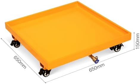 Drum Spill Containment Pallet, Leak-Proof Stackable Platform with Drain Outlet for Safe Chemical and Oil Storage 65x65x15CM,Yellow(Wheels)-65x65x15CM