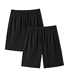 LAPASA Herren 2er-Pack American Style Pyjama Shorts Schlafanzug Kurze Hose Bermudas M93, Schwarz, L,2er Pack