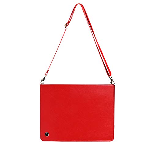 Handbag Case for Samsung Galaxy Tab S8+/S7+/S7 FE 12.4", Techcircle Folio Stand Crossbody Wallet Case with Pen Holder & Card Slots Thin Pocket, Built-in Hand Strap & Removable Shoulder Strap, Red by Techcircle - Image 4