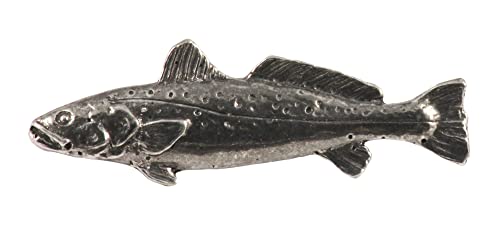 Speckled Trout, Fish Pin, Pewter, 1 3/4”, S034, Spotted Seatrout, Speck, Spotted Weakfish, Cynoscion nebulosus, Lapel, Hat, Pins, Brooch, Jewelry, Gift, 100% Handmade in the USA, Over 200 Fish Designs Available.