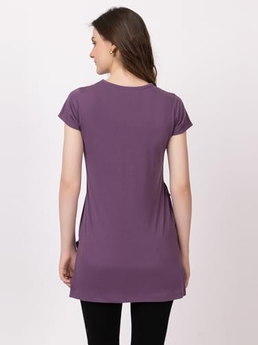 Image of Women Printed Cotton Tshirt with Side Slits & Pocket