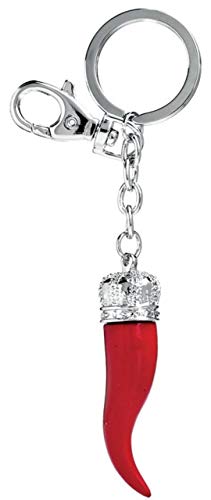 Portachiavi corno cornetto rosso portafortuna