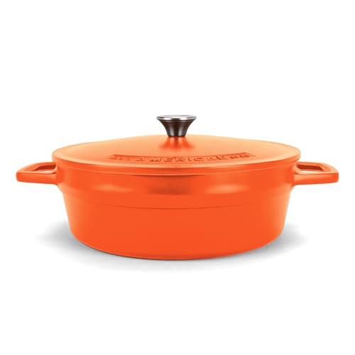 Image of All American 1930 - Dutch Oven - The Saucier Set, Saffron Orange - 5.5qt Capacity - Perfect for Sauces, Soups & Simmering - Non Stick & PFAS Free - Made in the USA
