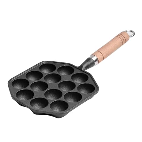 Cyrank Poêle Takoyaki En Fonte, 14 Cavités Antiadhésives Takoyaki Grill Pan Octopus Ball Maker Plaque De Cuisson Takoyaki En Fonte Poêle Grille Pan à Frire Avec...
