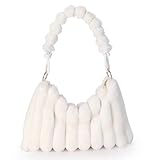 Extolove Furry Purse Y2K Fluffy Bags Faux Fur Purses for Women Fuzzy Tote Bag Plush Shoulder Handbags (White)