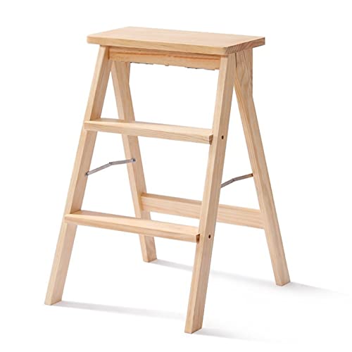 Tuoyibo Multifunctional Home Bar High Stool Foldable Solid Wood Stool Portable Climbing Ladder 64 × 42 × 48 Cm cover