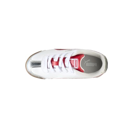 Image of Puma, Unisex-Child, Roma, Puma White-for All Time Red-Puma Silver, Little Kid 10.5 US