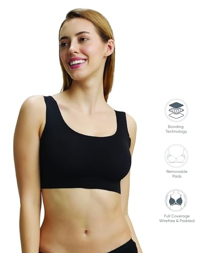 Image of Jockey 1839 Lounge Bra | Wirefree | Padded | Full Coverage | 360 Degree Stretch and Removable Pads | Microfiber Nylon Fabric