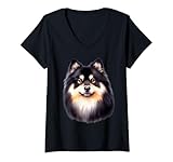 Photo Gallery donna cane lapphund finlandese maglietta con collo a v Photo Gallery donna cane lapphund finlandese maglietta con collo a v