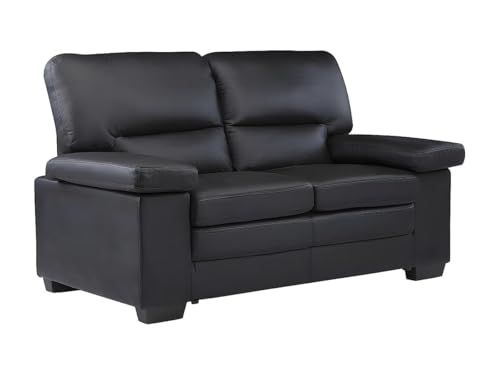 Vente-Unique-Ledersofa 2-Sitzer - Büffelleder - Schwarz - Mimas