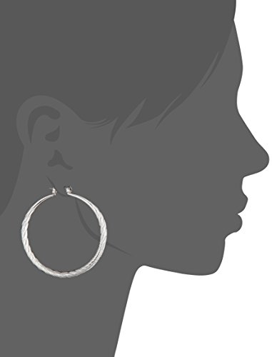 Image of GUESS inchBasic inch Silver Textured Hoop Earrings