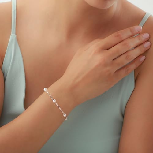 Gold/Silver Pearl Bracelets for Women Dainty Pearls Beaded Chain Tiny Pearls link Chain Cute Simple Pearl Bracelet Jewelry for Women3