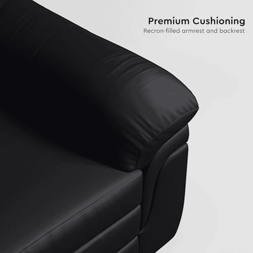 Image of Interio by Godrej Sofa Orleans Plus 1 Seater Sofa for Living Room, Leather, Black