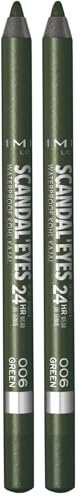 Rimmel London Scandaleyes Waterproof Kohl Kajal Liner #006 Green (Pack of 2)