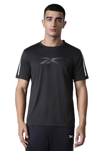 Image of Reebok Men's Polyester Gym T-Shirt - Moisture Wicking Sports T-Shirt for Men | Workout Running Training Tshirt for Men | Half Sleeve Active Tee