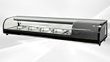 Elite Kitchen Supply Commercial Refrigerated Sushi Display Case, 71-inch Curved Glass, 8-Pan Showcase, Digital Temperature Control, LED Lighting, Black CS-132