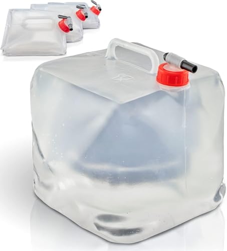 Baubar Bidão de água de 20 l, dobrável, com torneira prática e alça, com tampa de rosca, 100 % hermético, garrafa de água para campismo, exteriores, etc